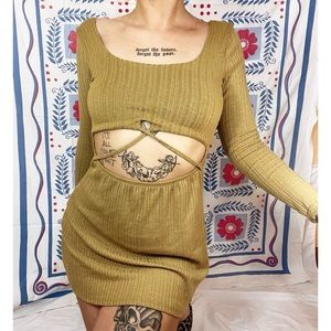 Ribbed cut out mini dress